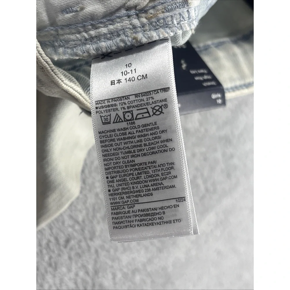 GAP Denim Girls' 70's Flare Stretch Adjustable Waist Studded Jeans Light 10 NWT